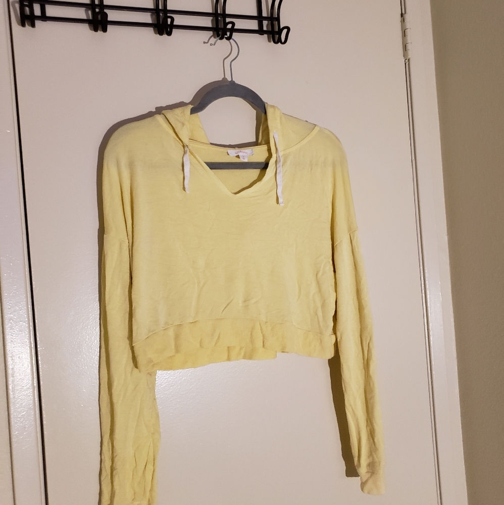 Yellow Cropped Hoodie Medium